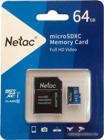 Карта памяти Netac P500 Standard 64GB NT02P500STN-064G-R + адаптер - фото 2 - id-p214644883