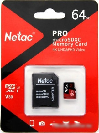 Карта памяти Netac P500 Extreme Pro 64GB NT02P500PRO-064G-R + адаптер - фото 2 - id-p214644891