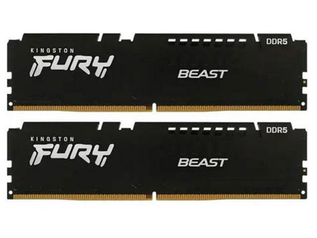 Модуль памяти Kingston Fury Beast Black DDR5 DIMM 6000MHz PC-48000 CL40 - 64Gb (2x32Gb) KF560C40BBK2-64 - фото 1 - id-p213282240