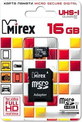 Карта памяти Mirex microSDHC UHS-I (Class 10) 16GB + адаптер [13613-ADSUHS16] - фото 2 - id-p214644964