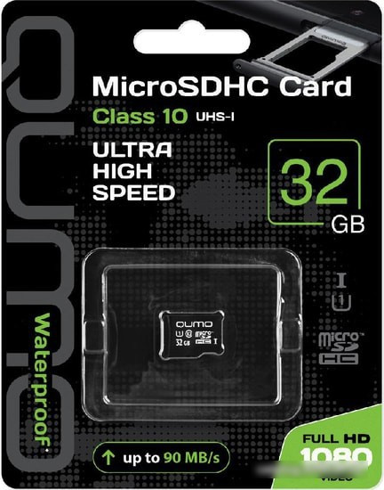 Карта памяти QUMO microSDHC QM32GMICSDHC10U1NA 32GB - фото 1 - id-p214644973