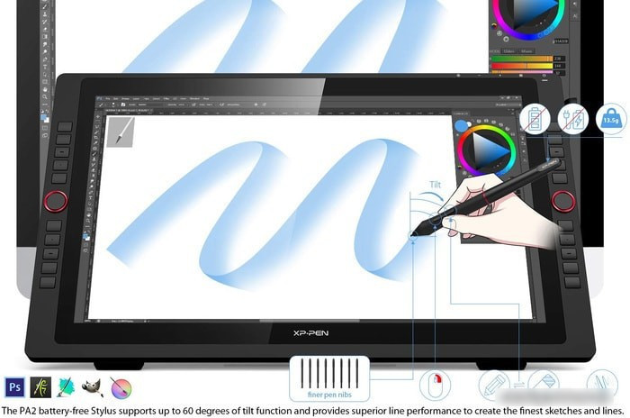 Интерактивный дисплей XP-Pen Artist 22R Pro - фото 3 - id-p214639748