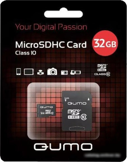 Карта памяти QUMO microSDHC QM32GMICSDHC10U3 32GB (с адаптером) - фото 1 - id-p214644985