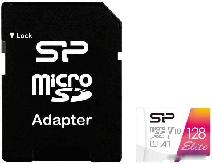 Карта памяти Silicon-Power Elite microSDXC SP128GBSTXBV1V20SP 128GB (с адаптером) - фото 1 - id-p214645039