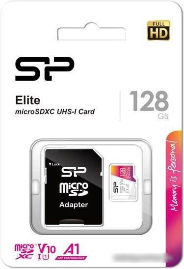 Карта памяти Silicon-Power Elite microSDXC SP128GBSTXBV1V20SP 128GB (с адаптером) - фото 2 - id-p214645039