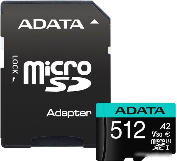 Карта памяти A-Data Premier Pro AUSDX512GUI3V30SA2-RA1 microSDXC 512GB (с адаптером) - фото 1 - id-p214645052