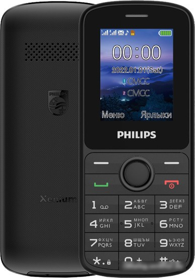 Кнопочный телефон Philips Xenium E2101 (черный) - фото 1 - id-p214649544