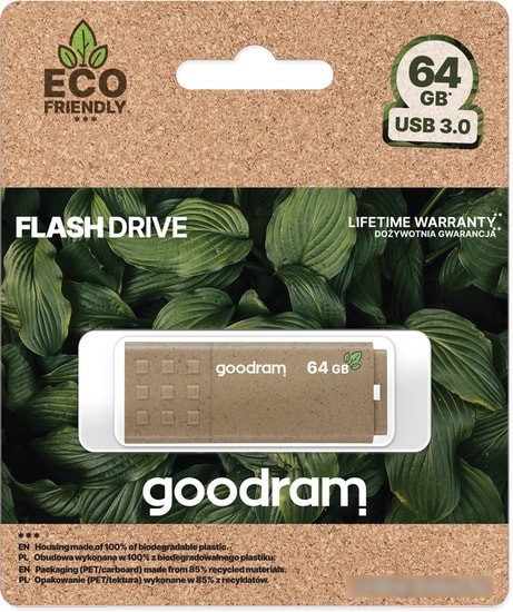 USB Flash GOODRAM UME3 Eco Friendly 64GB (коричневый) - фото 5 - id-p214644133