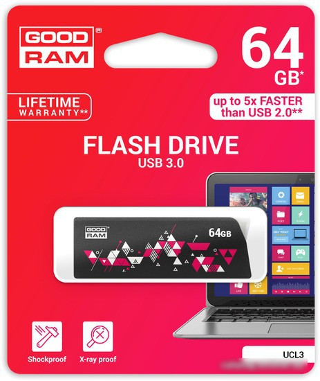 USB Flash GOODRAM UCL3 64GB [UCL3-0640K0R11] - фото 5 - id-p214644138