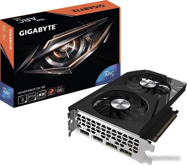 Видеокарта Gigabyte Intel Arc A380 WindForce OC GV-IA380WF2OC-6GD - фото 2 - id-p214645315