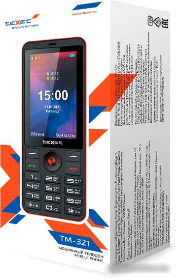 Кнопочный телефон TeXet TM-321 (черный) - фото 4 - id-p214649632