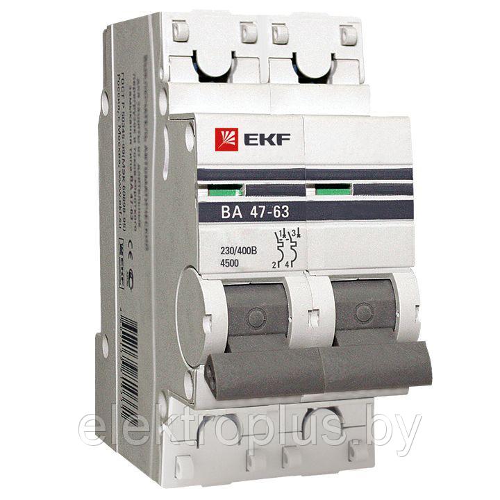 Автоматический выключатель ВА 47-63 4,5kA 2P (D) EKF PROxima 6A - фото 1 - id-p214652609