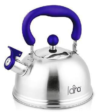 Чайник со свистком из нержавейки металлический LARA LR00-61 индукционный - фото 1 - id-p214279492