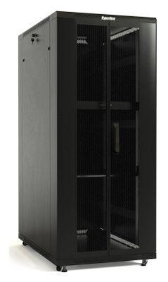 Шкаф серверный Hyperline TTB-2261-DD-RAL9004 напольный, перфорированная стальная передняя дверь, 22U, - фото 1 - id-p213240330