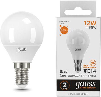 Упаковка ламп LED GAUSS E14, шар, 12Вт, 10 шт. [53112] - фото 1 - id-p213132078