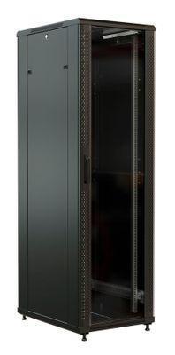Шкаф коммутационный WRLINE WR-TT-3268-AS-RAL9004 напольный, стеклянная передняя дверь, 32U, 600x1610x800 мм - фото 1 - id-p213131231