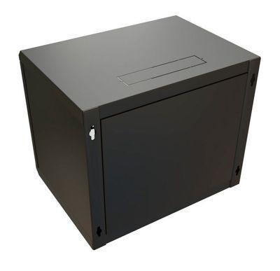 Шкаф коммутационный WRLINE WR-TW-1545-GP-RAL9004 настенный, стеклянная передняя дверь, 15U, 600x775x450 мм - фото 2 - id-p213131358