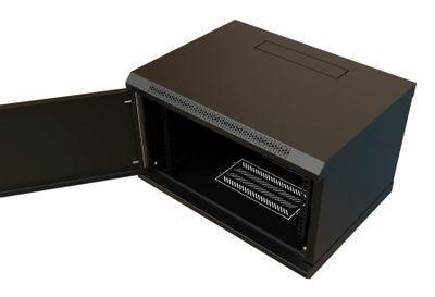 Шкаф коммутационный WRLINE WR-TW-0666-SR-RAL9004 настенный, металлическая передняя дверь, 6U, 600x367x600 мм - фото 4 - id-p213131367