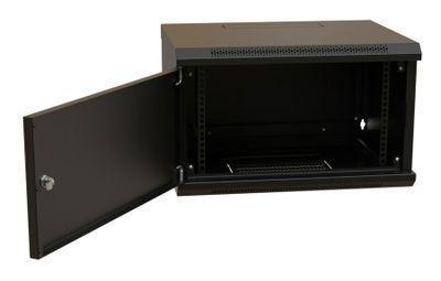 Шкаф коммутационный WRLINE WR-TW-0645-SR-RAL9004 настенный, металлическая передняя дверь, 6U, 600x367x450 мм - фото 2 - id-p213131369