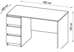 Стол Mio Tesoro Кастор 3 ящика 116x65 2.03.06.090.3 (дуб сонома), фото 2