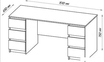 Стол Mio Tesoro Кастор 6 ящиков 151x65 2.03.06.040.1 (белый), фото 3