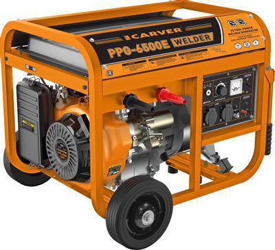 Бензиновый генератор CARVER PPG- 6500E WELDER, сварочный, 220/12 В, 5.5кВт, на колёсах с АКБ [01.020.00039] - фото 1 - id-p213388486