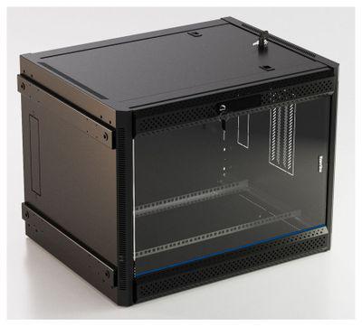 Шкаф коммутационный Hyperline TWB-FC-2245-GP-RAL9004 настенный, стеклянная передняя дверь, 22U, 600x1098x450 - фото 2 - id-p213131537