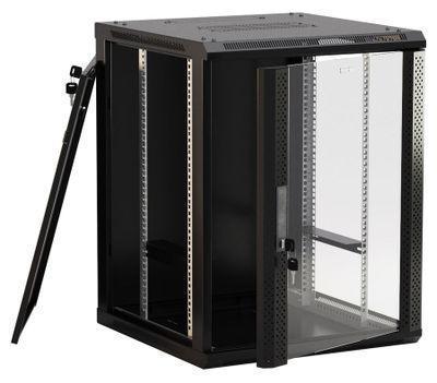 Шкаф коммутационный Hyperline TWB-FC-2245-GP-RAL9004 настенный, стеклянная передняя дверь, 22U, 600x1098x450 - фото 3 - id-p213131537