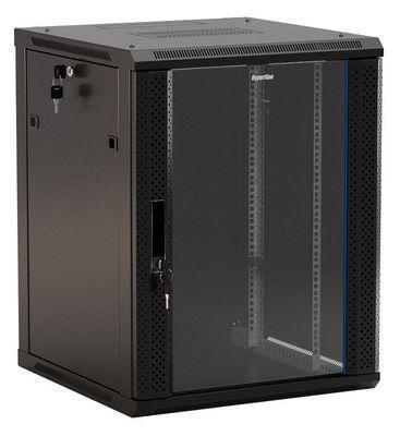 Шкаф коммутационный Hyperline TWB-1266-GP-RAL9004 настенный, стеклянная передняя дверь, 12U, 600x650x600 мм - фото 1 - id-p213131547