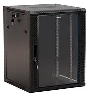 Шкаф коммутационный Hyperline TWB-0645-GP-RAL9004 настенный, стеклянная передняя дверь, 6U, 600x367x450 мм