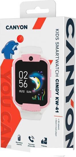 Детские умные часы Canyon Cindy KW-41 (белый/розовый) - фото 4 - id-p213935807