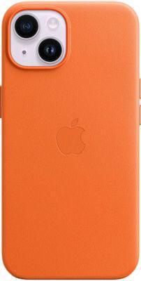 Чехол (клип-кейс) Apple Leather Case with MagSafe, для Apple iPhone 14, оранжевый [mpp83fe/a] - фото 2 - id-p213131745