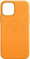 Чехол (клип-кейс) Apple Leather Case with MagSafe, для Apple iPhone 12 mini, противоударный, золотой апельсин