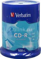 Оптический диск CD-R VERBATIM 700Мб 52x, 100шт., cake box [43411]