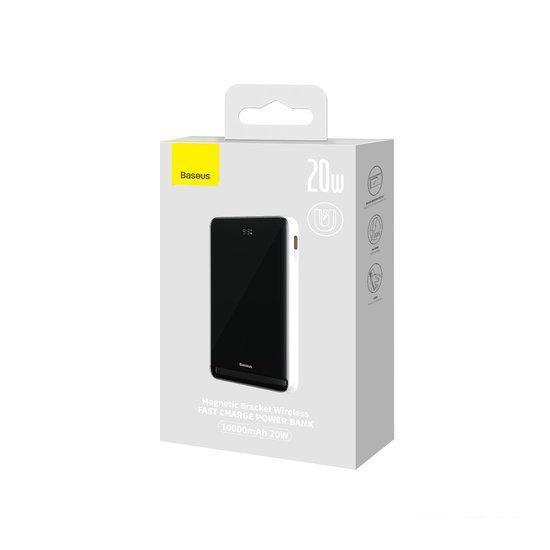 Внешний аккумулятор Baseus Magnetic Bracket Wireless Power Bank 20W 10000mAh (белый) - фото 3 - id-p214170357