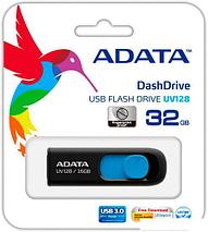 USB Flash A-Data DashDrive UV128 Black/Blue 32GB (AUV128-32G-RBE), фото 3