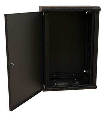Шкаф коммутационный WRLINE WR-TW-2245-SR-RAL9004 настенный, металлическая передняя дверь, 22U, 600x1086x450 мм - фото 3 - id-p213131349