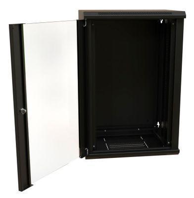 Шкаф коммутационный WRLINE WR-TW-2245-GP-RAL9004 настенный, стеклянная передняя дверь, 22U, 600x1086x450 мм - фото 3 - id-p213131350