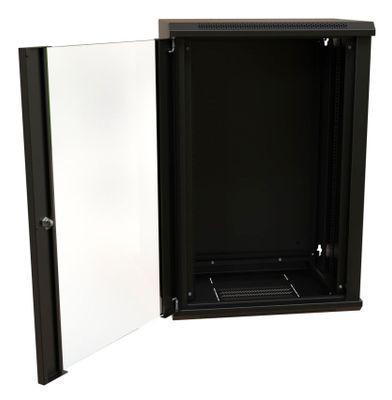 Шкаф коммутационный WRLINE WR-TW-1866-GP-RAL9004 настенный, стеклянная передняя дверь, 18U, 600x908x600 мм - фото 3 - id-p213131352