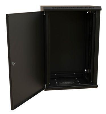 Шкаф коммутационный WRLINE WR-TW-1845-SR-RAL9004 настенный, металлическая передняя дверь, 18U, 600x908x450 мм - фото 3 - id-p213131353
