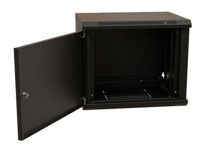 Шкаф коммутационный WRLINE WR-TW-1545-SR-RAL9004 настенный, металлическая передняя дверь, 15U, 600x775x450 мм - фото 3 - id-p213131357
