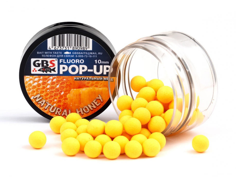 Бойлы POP-UP GBS Natural Honey Натуральный мёд 8 мм 40 гр (банка) - фото 1 - id-p214659978