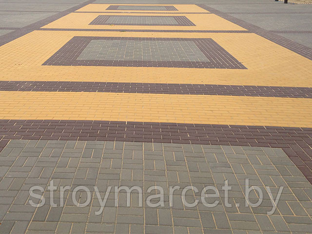 Тротуарная плитка Прямоугольник Лайн, 40 мм, жёлтый, гладкая - фото 7 - id-p196063620