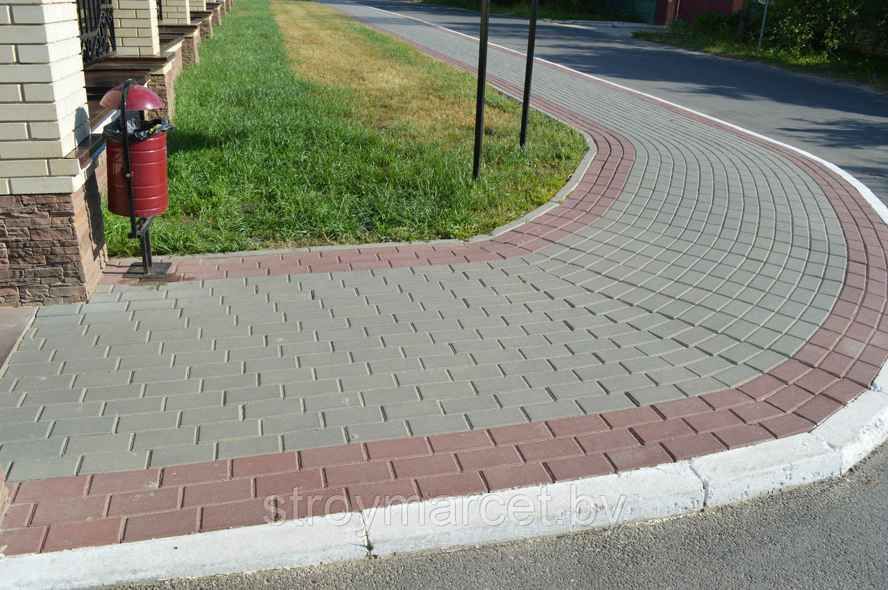 Тротуарная плитка Прямоугольник Лайн, 60 мм, серый, гладкая