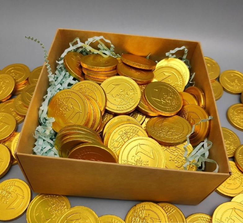 Золотые шоколадные монеты «Евро», набор 20 монеток (Россия) - фото 2 - id-p214660306