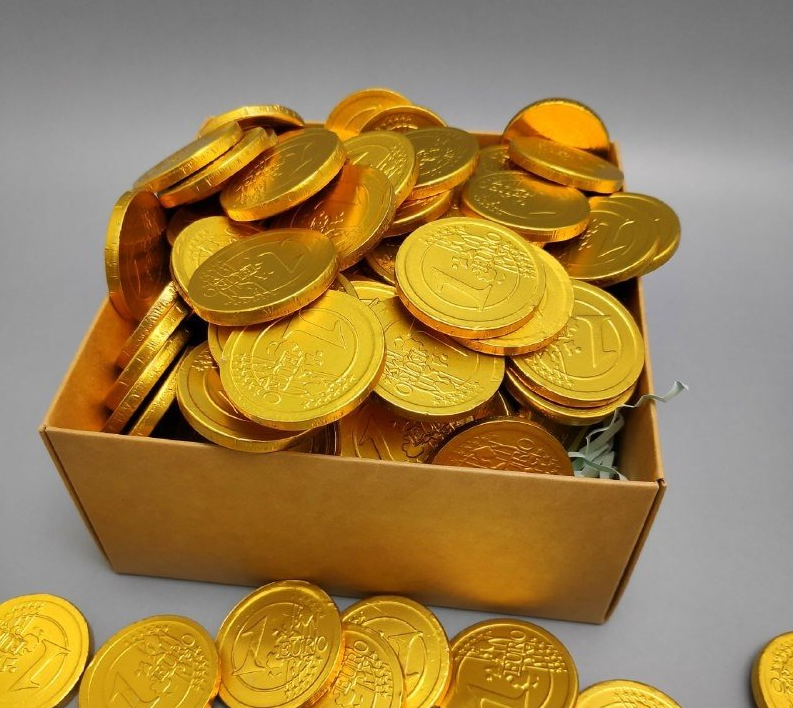Золотые шоколадные монеты «Евро», набор 20 монеток (Россия) - фото 3 - id-p214660306