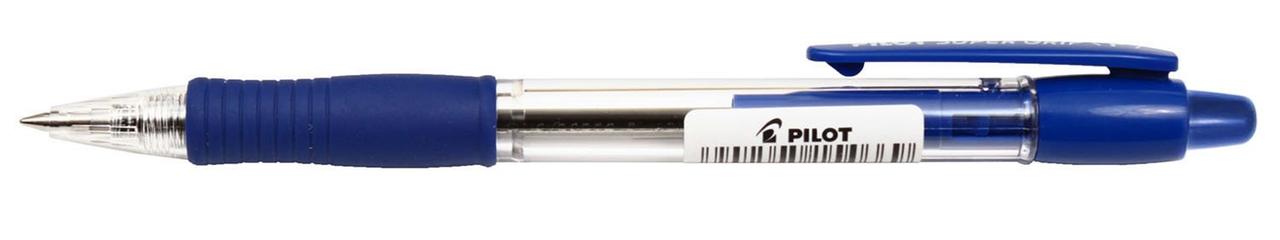 Ручка шариковая автоматическая Pilot Super Grip корпус прозрачный с синим, стержень синий - фото 1 - id-p214660407