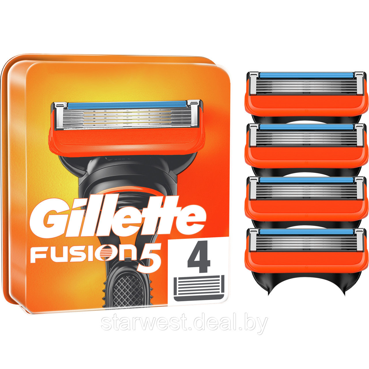 Gillette Fusion 5 4 шт. Мужские сменные кассеты / лезвия для бритья - фото 1 - id-p133932700