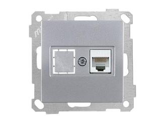 Розетка компьютерная 1xRJ45 (Cat5e) серебро, ELITRA, MUTLUSAN