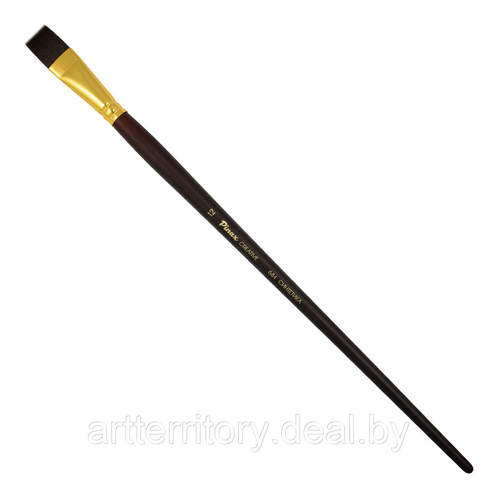 Кисть синтетика жесткая плоская №12 (15 мм) длинная ручка "Pinax Creative" - фото 1 - id-p214673365
